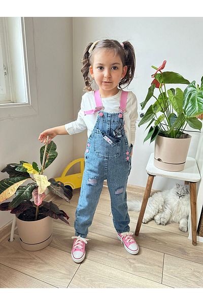 VOSVOSBABY Salopetă din denim cu detalii iepure roz