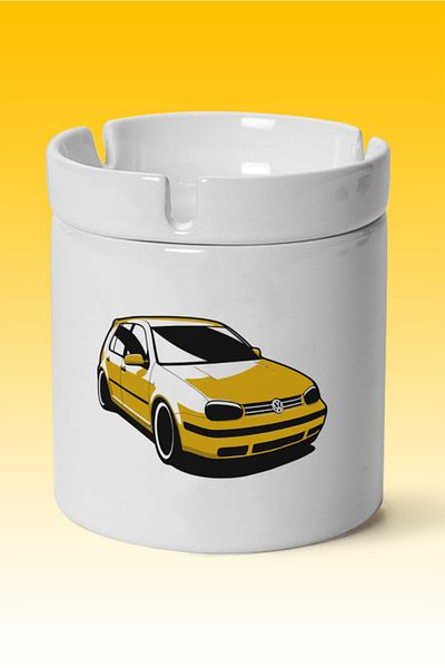 chaygoy Vw Golf 4 Printed, Σβήστε το μόνοι σας, Κομψό Τασάκι από πορσελάνη (ASH) 8vwgolf4crbyz