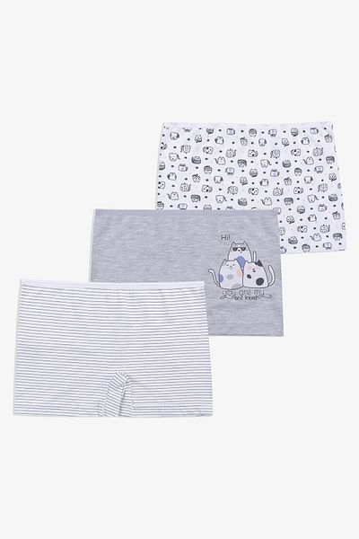 koza iç giyim Girl's 3-piece Cute Cat Patterned Boxer