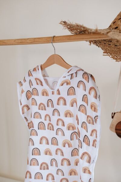 Luna Kids Collection بونشو موسلين عضوي - قوس بني