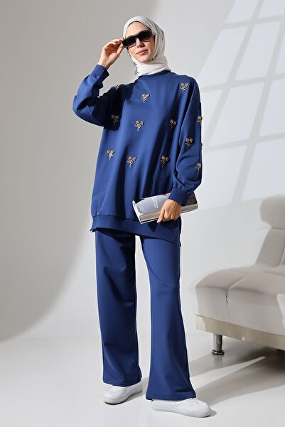 Mihran Butik Navy Blue Women's Seasonal Sports and Comfortable Hijab Combed C...