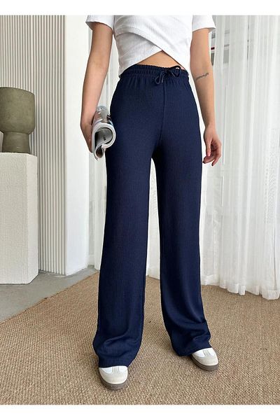 bm bessomoda fashion boutique Women's Summer Tiril Seersucker Wide Leg Trousers