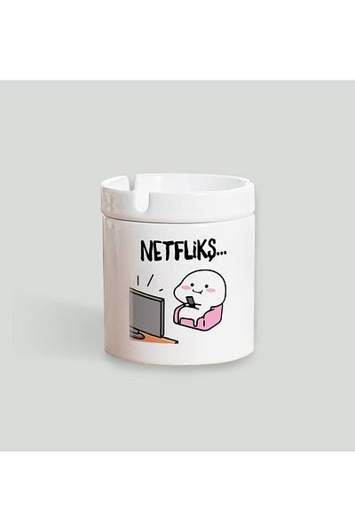 İştebuhediye Scrumieră elegantă din ceramică fără miros imprimată Netflix