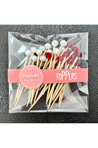 NUNUKİ مسواك أحمر أبيض - مطرز بالكريستال، 7 سم، 25 إعلانًا للمنتخب الوطني، مش...