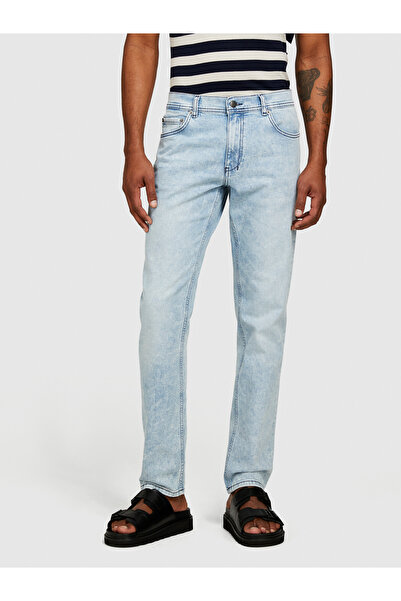 Sisley Ανδρικό τζιν παντελόνι Ice Blue με 5 τσέπες κανονικής μέσης