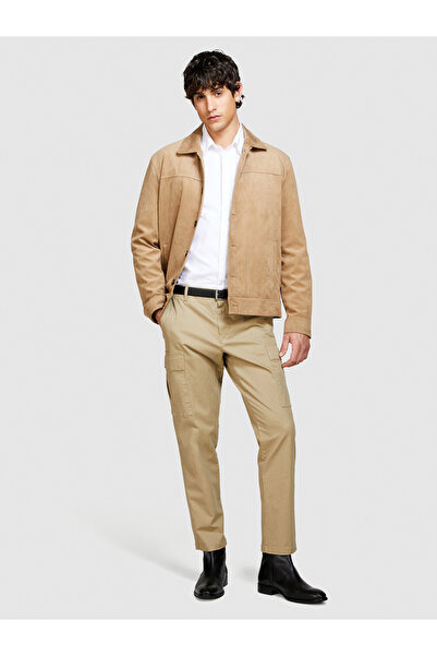 Sisley Ανδρικό πουκάμισο Oxford από 100% βαμβάκι σε λευκό χρώμα