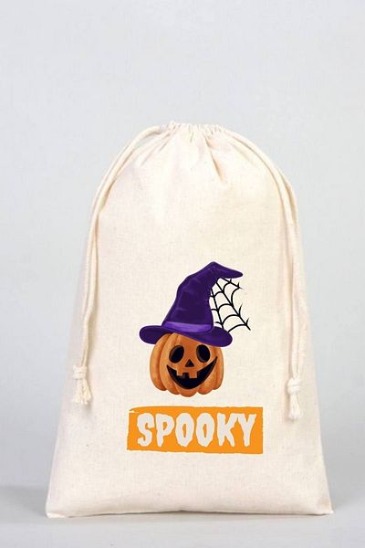 Florence Event Spooky Scary Halloween Printed 100% Cotton Raw Cloth Pouch 20x30 Cm