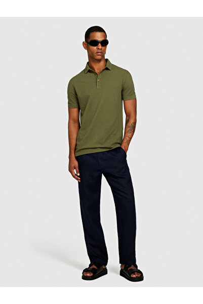 Sisley Pantaloni pentru bărbați, albastru bleumarin, cu picior rotund, 100% in