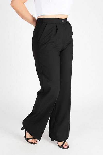 Giyim Dünyası Black Wide Leg Women's Trousers