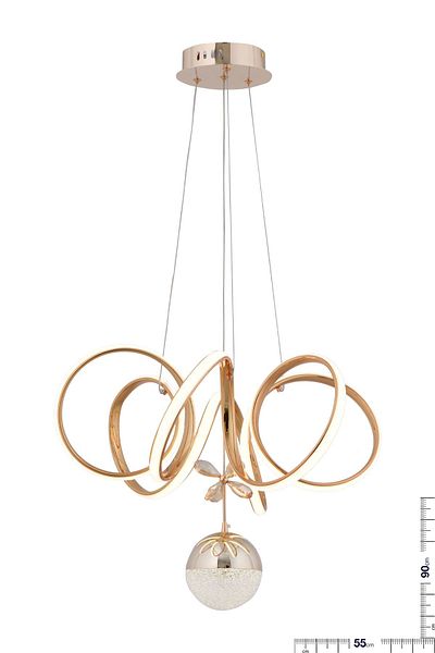 HİRALUCE Lery 3 Color Gold (Yellow White and Daylight) Luxury Led Chandelier Crystal Stone Concept