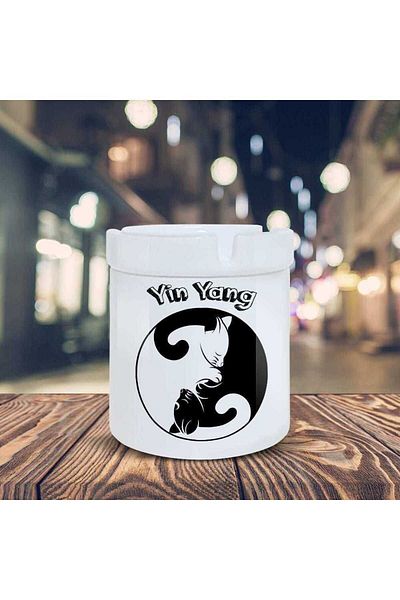 Hediyexpres Scrumieră elegantă din ceramică imprimată Yin Yang Balance - 17642