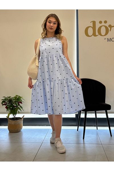 AYHAN Rochie de vară cu decolteu rotund și inimă mică de lungime midi