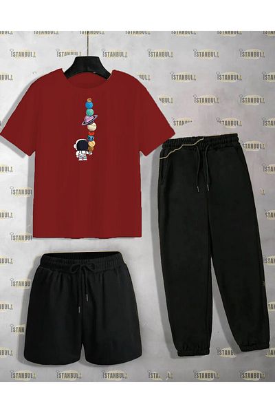 aynewmoda Комплект от тениска и шорти с шарка на астронавт