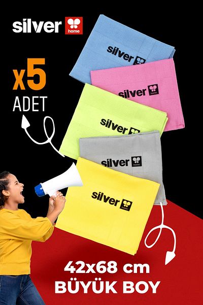 SİLVER HOME 5 Pieces Microfiber Decorative Glass Cloth Set