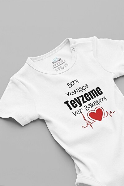 Overoz أعطني بلطف إلى جسم الطفل المطبوع 100% من القطن بأكمام قصيرة - Zıbın 5610