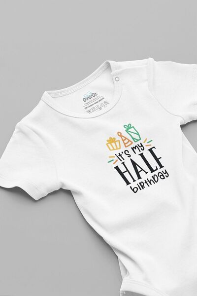 Overoz بدلة أطفال من القطن العضوي 100% مطبوعة بنصف عيد ميلاد - بأكمام قصيرة و...