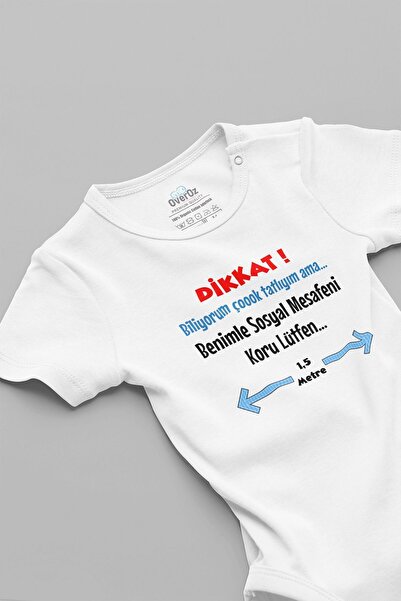 Overoz Keep Your Social Distance Please Pandemic Written Baby Bodysuit White ...