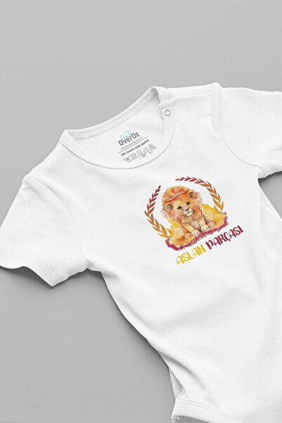Overoz Lion Patterned 100% Cotton Baby Bodysuit - Written Fan, Snap-On Bodysu...