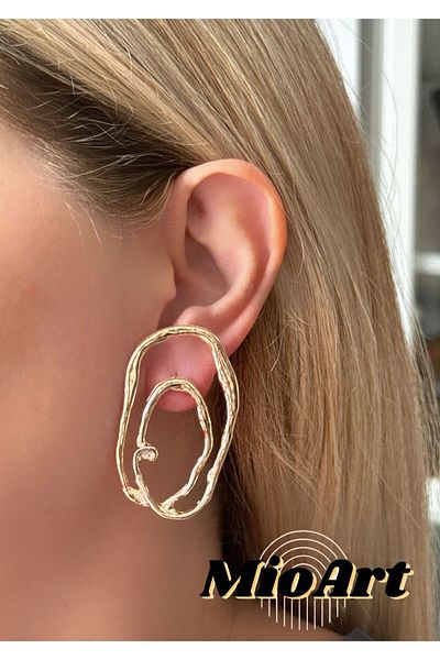 MioArt Gold Colored Trend Earrings - Women's, Intertwined Helix