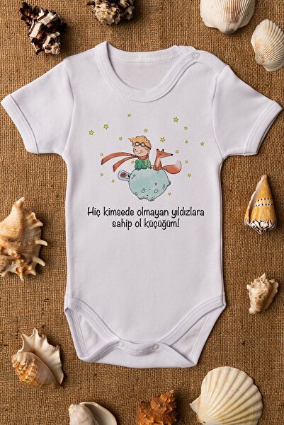 Overoz Organic Cotton Baby Bodysuit - Little Prince Print, Short Sleeve, Body...