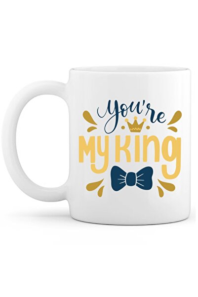 OXVİN كوب قهوة مطبوع عليه عبارة "You're My King" مصنوع من البورسلين