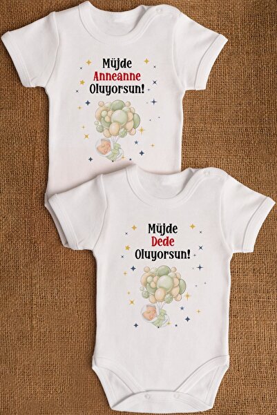 Overoz You Are Becoming Printed Good News Grandma Grandfather 2-Piece Baby Bo...