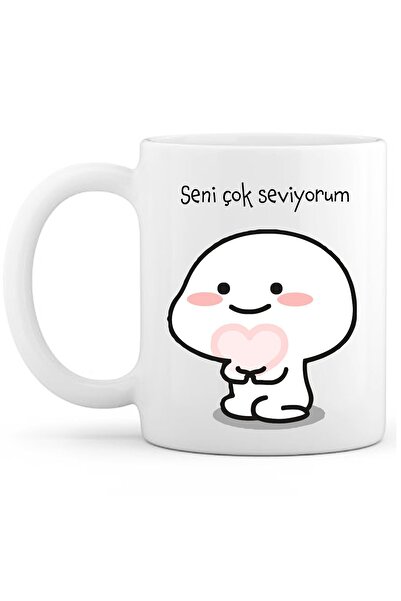 OXVİN I Love You So Much Written Coffee Cup Special Print (Single) Porcelain