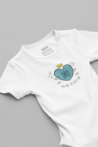 Overoz Organic 100% Cotton Best Dad Dad Printed Baby Bodysuit with Snaps Body...
