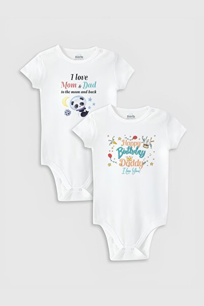 Overoz Happy Birthday Dad Dad - طقم جسم أطفال من القطن العضوي مكون من قطعتين،...