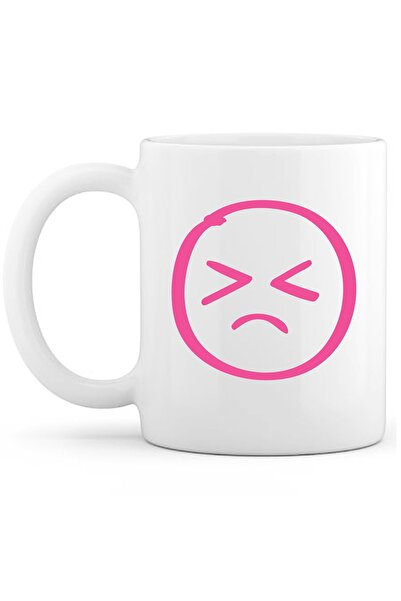 OXVİN كوب قهوة غير سعيد إيموجي إصدار خاص (مفرد) بورسلين