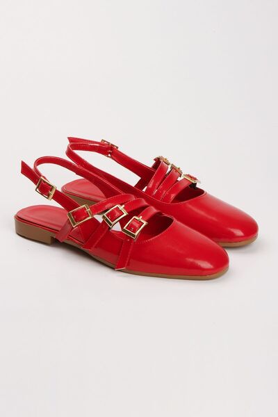 Lideral Лачени кожени нисък ток с квадратен връх, ежедневни удобни балерини -...