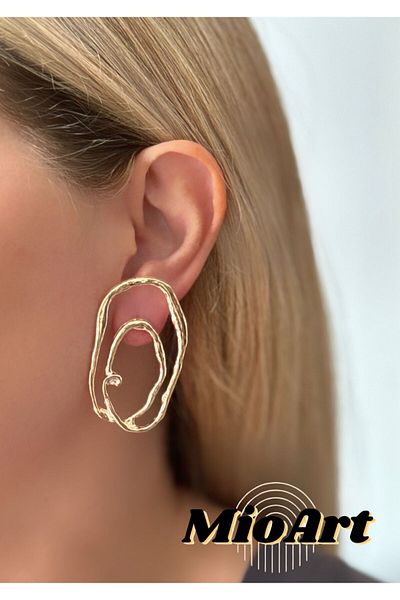 MioArt Gold Colored Trend Earrings - Women's, Intertwined Helix