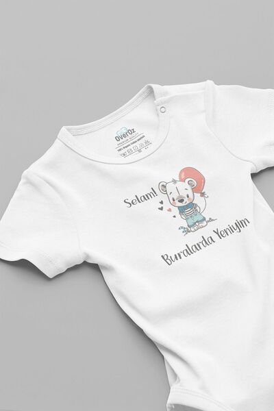 Overoz Hello I'm New Here Written Baby Bodysuit - 100% Cotton, Snap-On Bodysu...