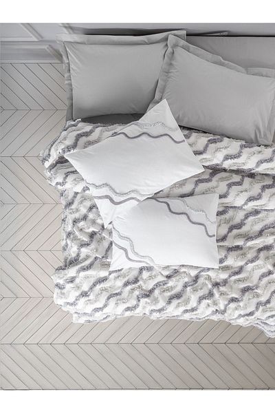 ŞENER HOME Cottonbox Bonny - Double Eldon Gray Pique Set