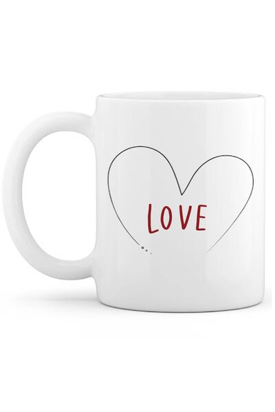 OXVİN كوب قهوة مكتوب عليه عبارة "Love in Heart" بطباعة خاصة (مفردة) من السيراميك