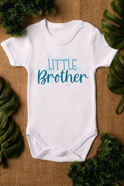 Overoz Little Brother - 100% Cotton Organic Baby Bodysuit, Little Brother Pri...