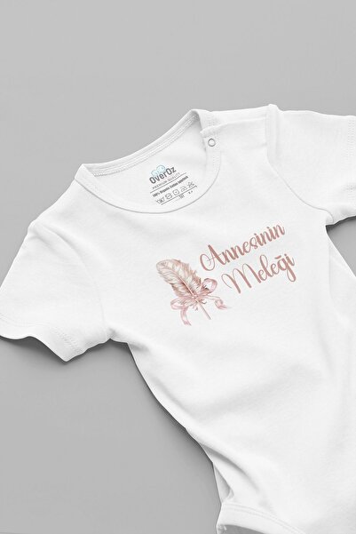 Overoz بدلة أطفال من القطن العضوي 100% مطبوع عليها ملاك الأم باللون الأبيض مع مشابك تثبيت 5818