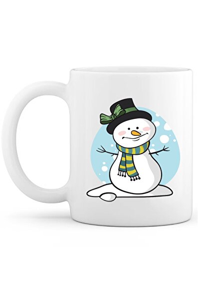 OXVİN كوب قهوة رجل الثلج بطباعة خاصة (مفرد) بورسلين