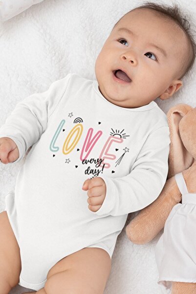 Overoz Love Printed 100% Cotton Organic Baby Bodysuit - Long Sleeve Jumpsuit ...