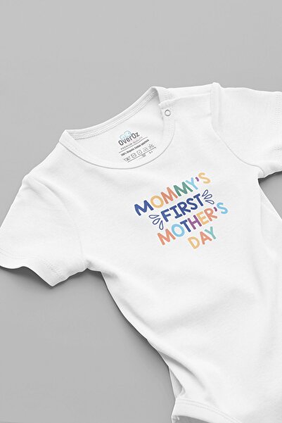 Overoz بدلة أطفال مطبوعة لعيد الأم مصنوعة من القطن العضوي بنسبة 100% مع مشابك...