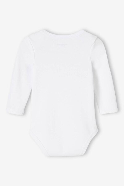 Overoz Organic 100% Cotton Plain White Basic Long Sleeve 3-Piece Baby Bodysuit Baby Bodysuit with Snap Fasteners Triple