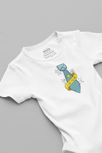 Overoz عضوي 100% قطن، أنا أحبك، أبي مطبوع، بدلة للجسم للأطفال مع أزرار، بدلة ...