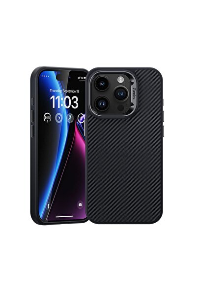 Benks iPhone 15 Pro Max Uyumlu Kılıf Karbon Fiber Magsafe Şarj Özellikli Benk...