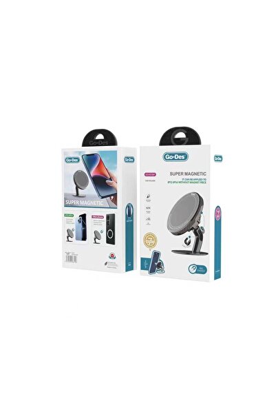 Go-Des Süper Magnetik Araç Telefon Tutucu Go Des GD-HD726P 360 Derece Yuvarlak Oynar Başlıklı Siyah