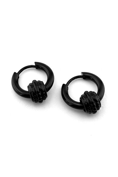 Solfera Black Stainless Steel Men's Women's Hoop Earrings - Special Design ER119