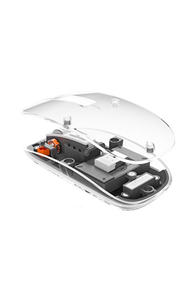 WIWU Bluetooth Kablosuz Mouse Wiwu WM105 Crystal RGB Led Işıklandırmalı Şeffaf Tasarım 2400 Dpi Gri