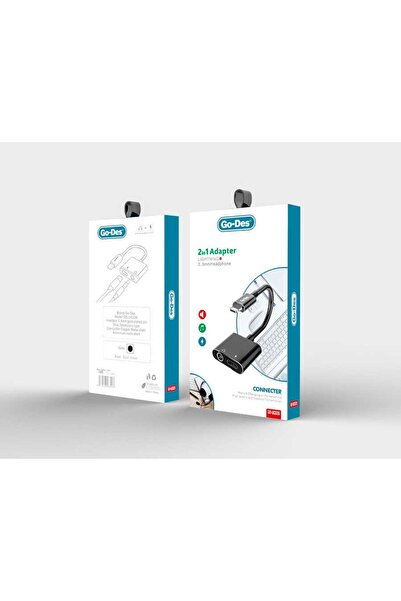 Go-Des Gd uc026 2 In 1 Lightning 3.5 mm Aux Kulaklık ve Şarj Dönüştürücü Ses Adaptörü