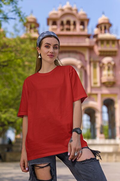 OXVİN Crew Neck Oversize Women's T-Shirt - Cotton Basic T-Shirt (Comfortable Fit)