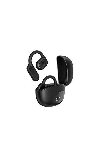 WIWU Kulak İçi Bluetooth Kulaklık Dijital Şarj Göstergeli Wiwu T20 Openbuds TWS V5.3 Siyah