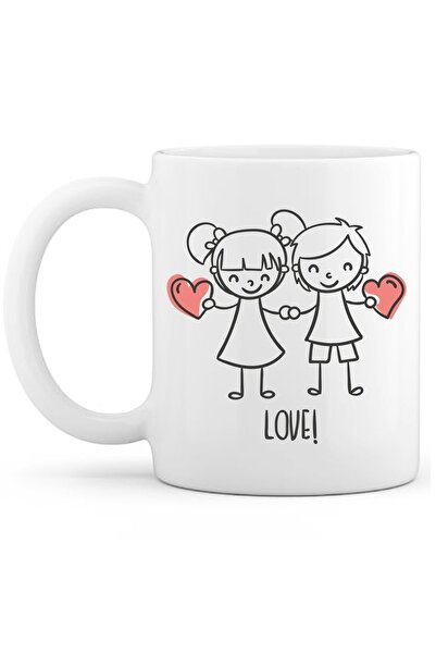 OXVİN كوب قهوة Love 2 بطباعة خاصة (مفرد) من السيراميك